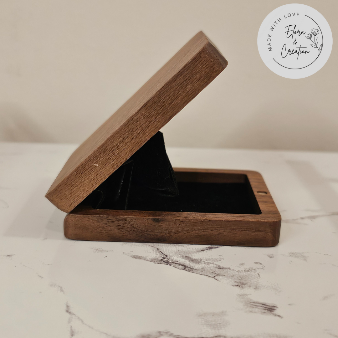 Personalized Wooden Ring Box – Custom Laser Engraved Initials, Names or Message | Proposal, Anniversary & Valentine’s Gift