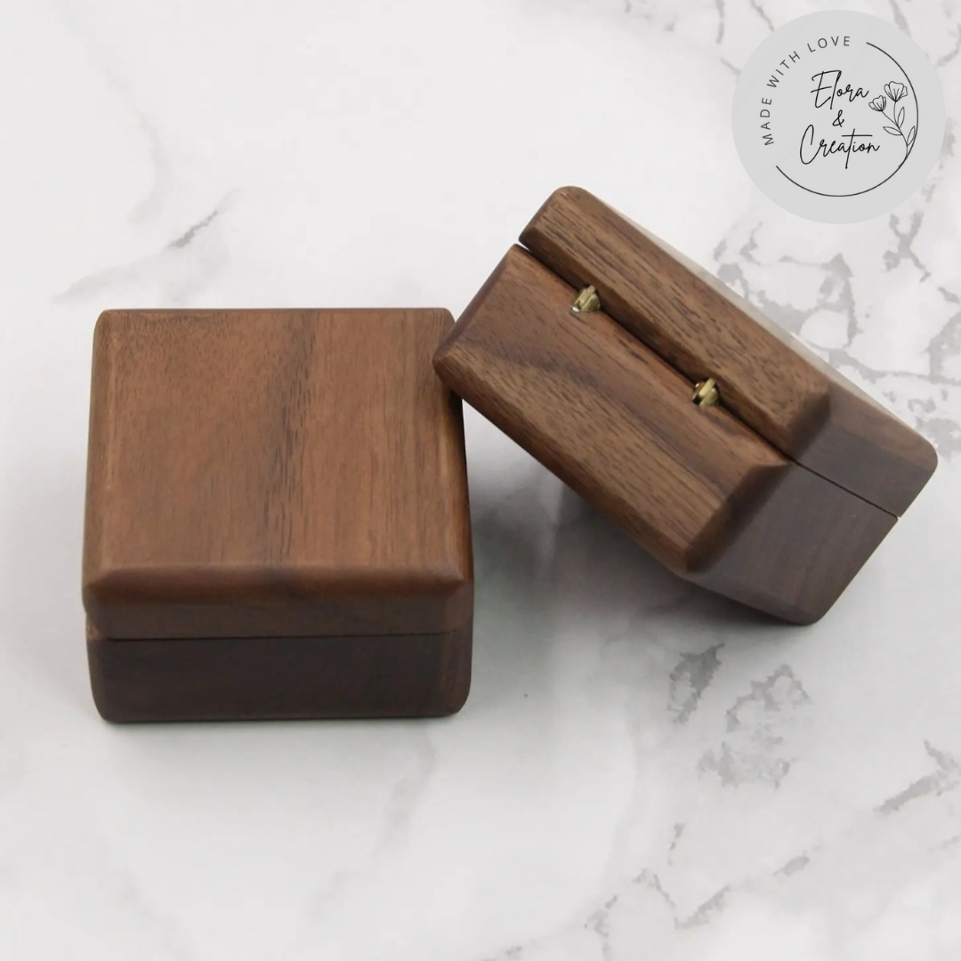 Personalized Wooden Ring Box – Custom Laser Engraved Initials, Names or Message | Proposal, Anniversary & Valentine’s Gift