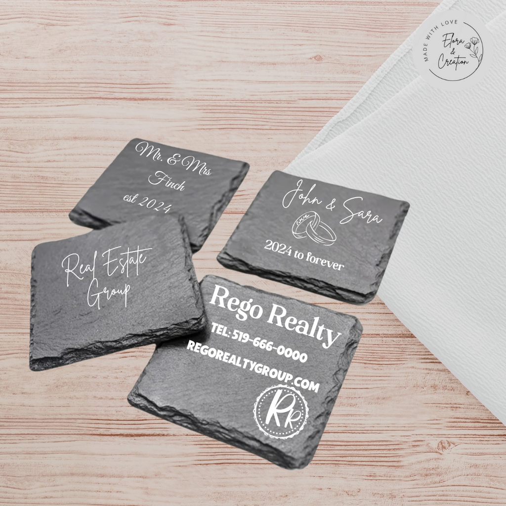Custom Engravable Slate Coaster - Custom Name Coaster