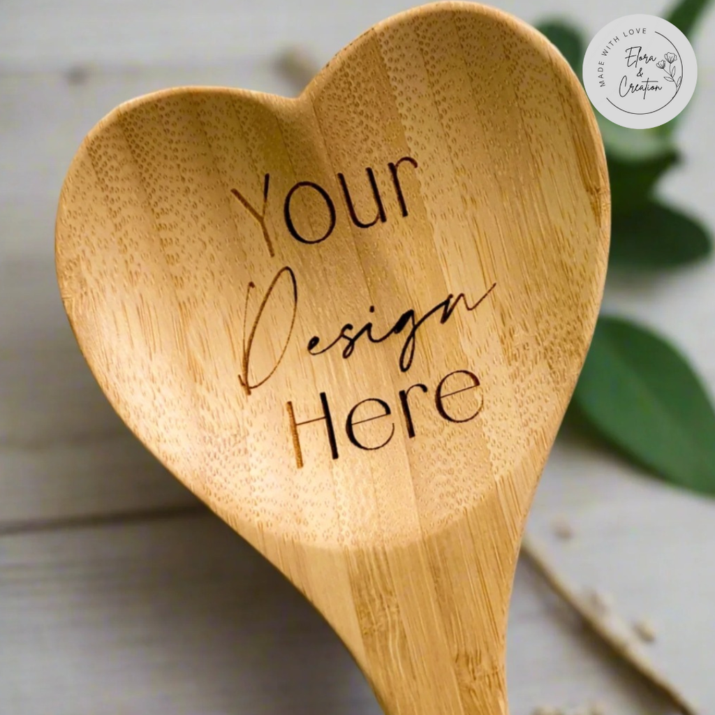 Personalize Engravable Heart Shape Wooden Spoon