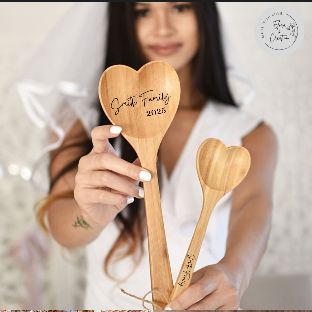 Personalize Engravable Heart Shape Wooden Spoon