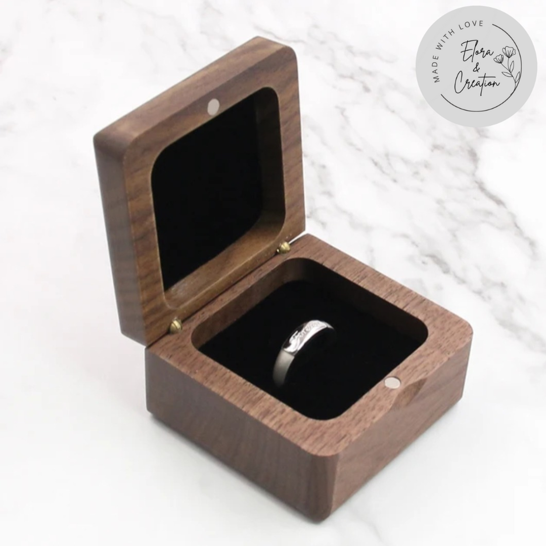 Personalized Wooden Ring Box – Custom Laser Engraved Initials, Names or Message | Proposal, Anniversary & Valentine’s Gift