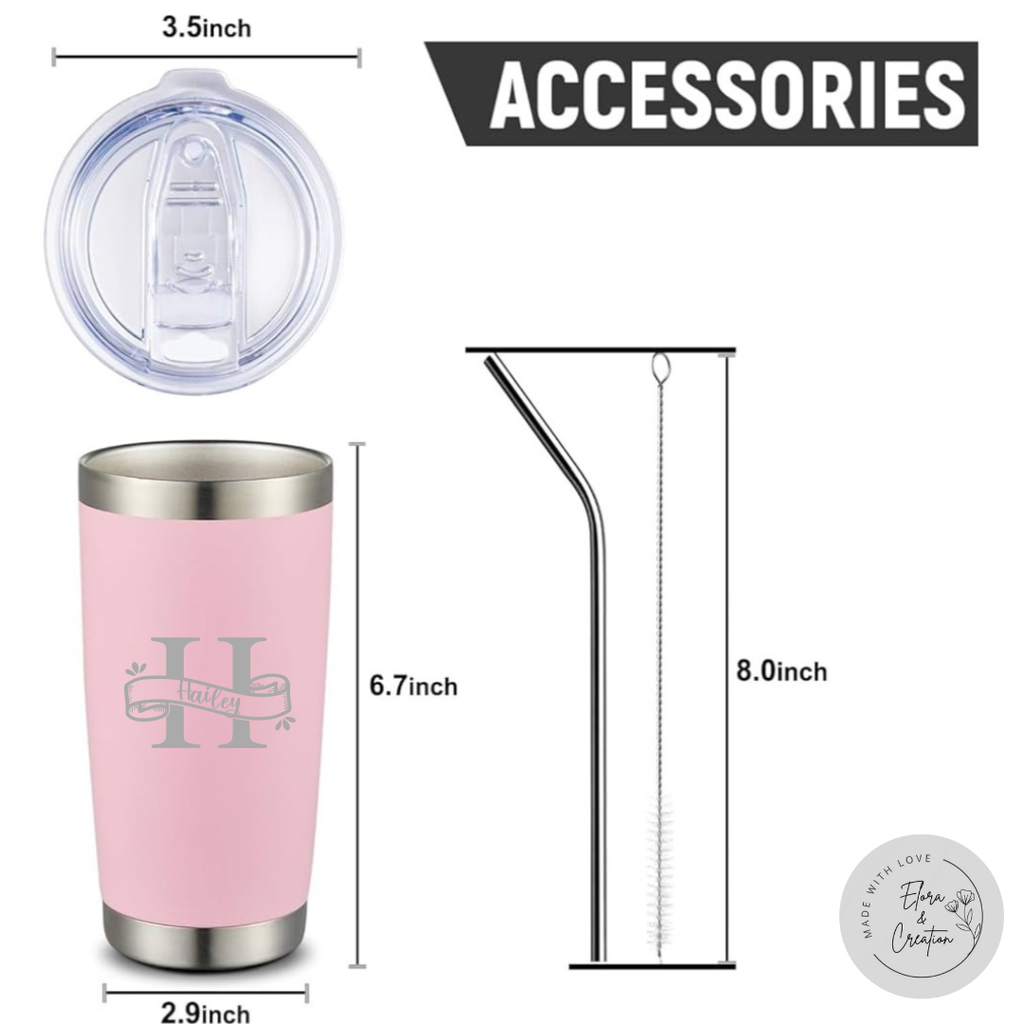 Personalized Laser Engraved 20oz. Stainless Steel Tumblers
