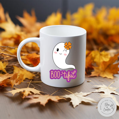 Bootiful Ghost Mug - Cute Ghost with a Flower