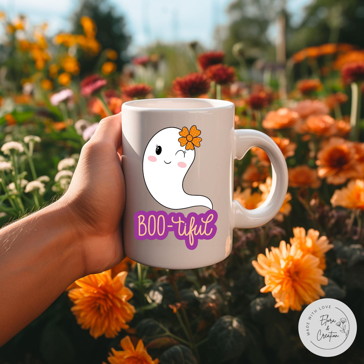 Bootiful Ghost Mug - Cute Ghost with a Flower