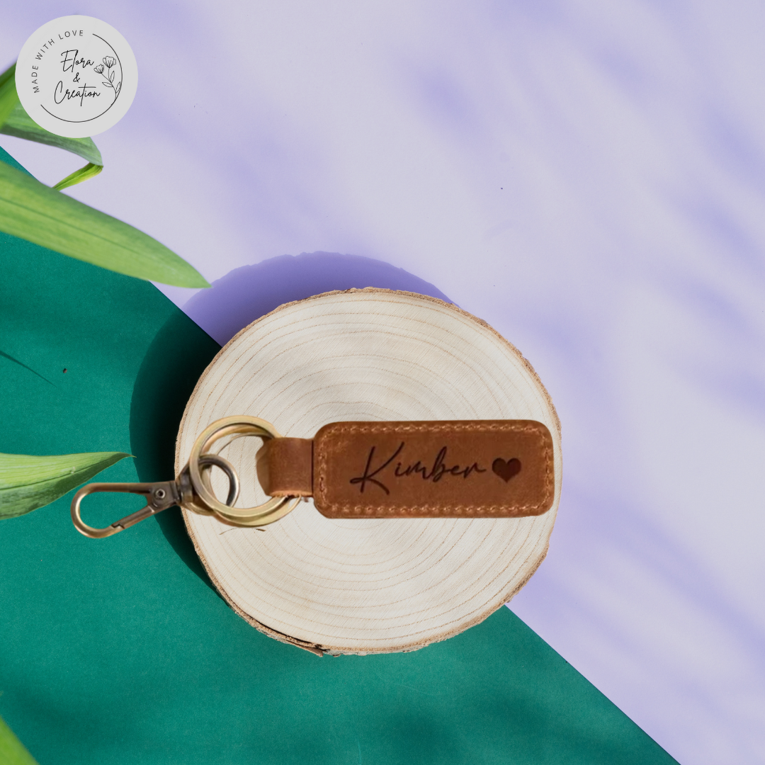 Custom Engravable Leather Keychain | Personalized Key Holder Gift