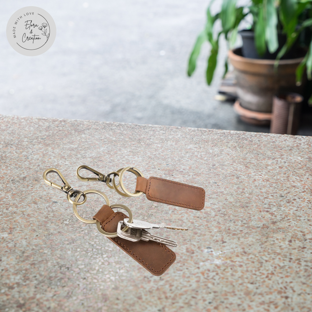 Custom Engravable Leather Keychain | Personalized Key Holder Gift
