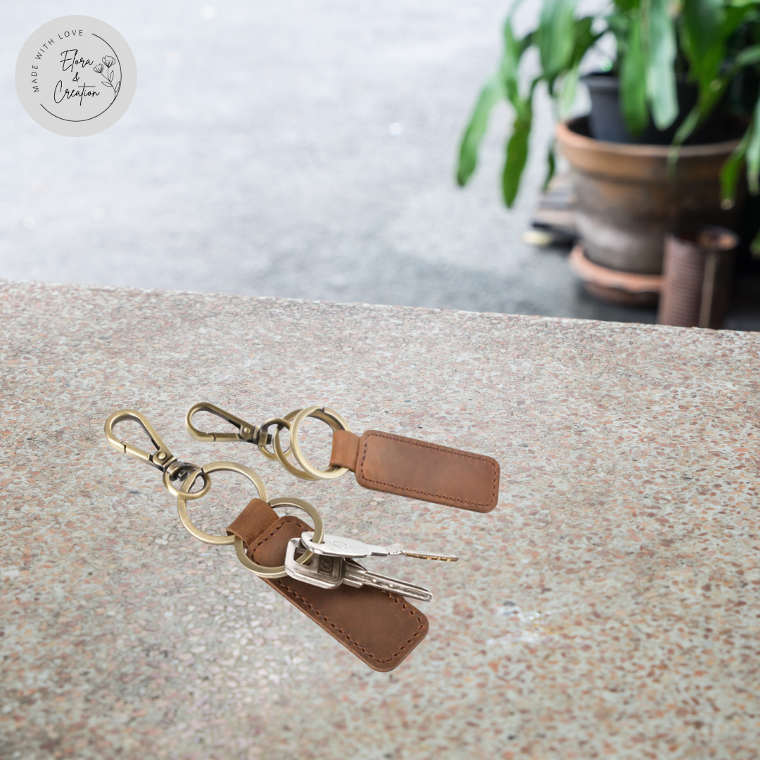 Custom Engravable Leather Keychain | Personalized Key Holder Gift