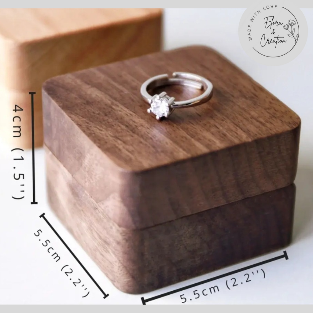 Personalized Wooden Ring Box – Custom Laser Engraved Initials, Names or Message | Proposal, Anniversary & Valentine’s Gift