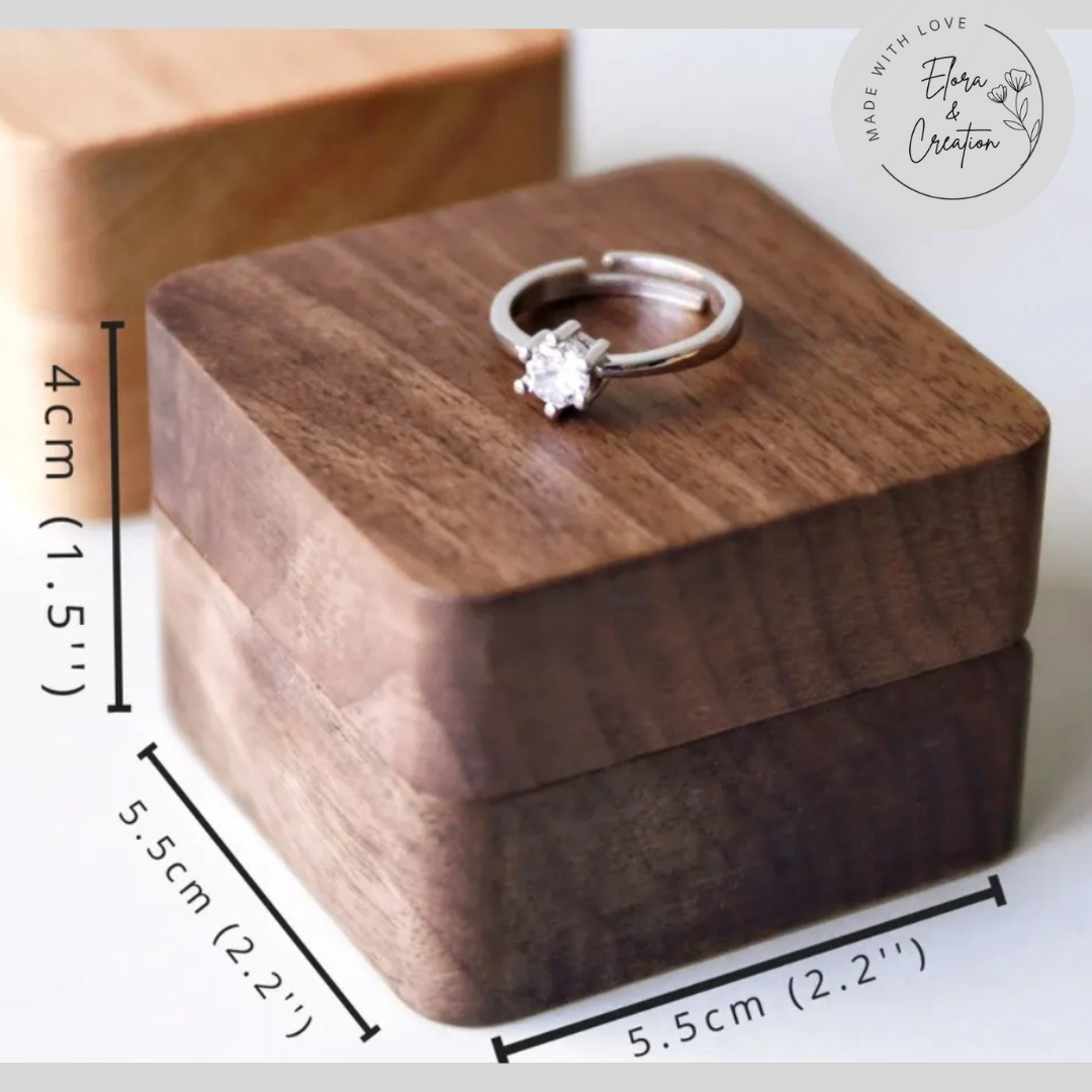 Personalized Wooden Ring Box – Custom Laser Engraved Initials, Names or Message | Proposal, Anniversary & Valentine’s Gift