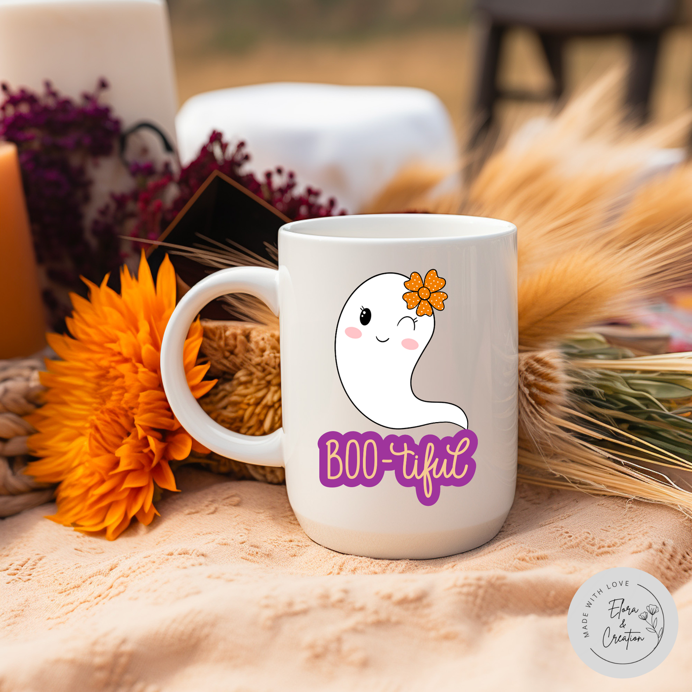 BOOtiful Cute Ghost Halloween Theme Mug