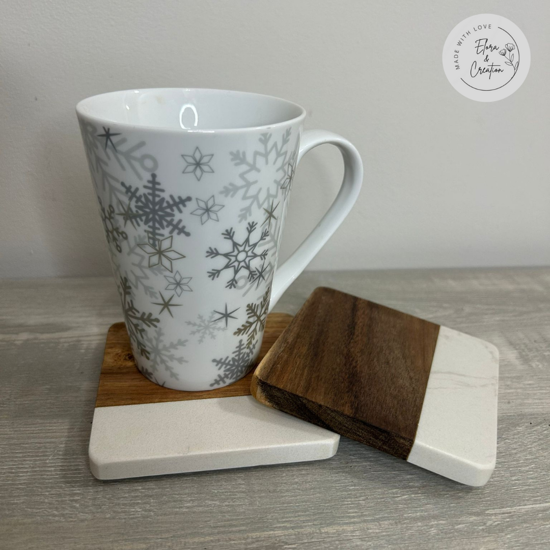 Custom Marble Wooden Coasters - Engraved Coasters