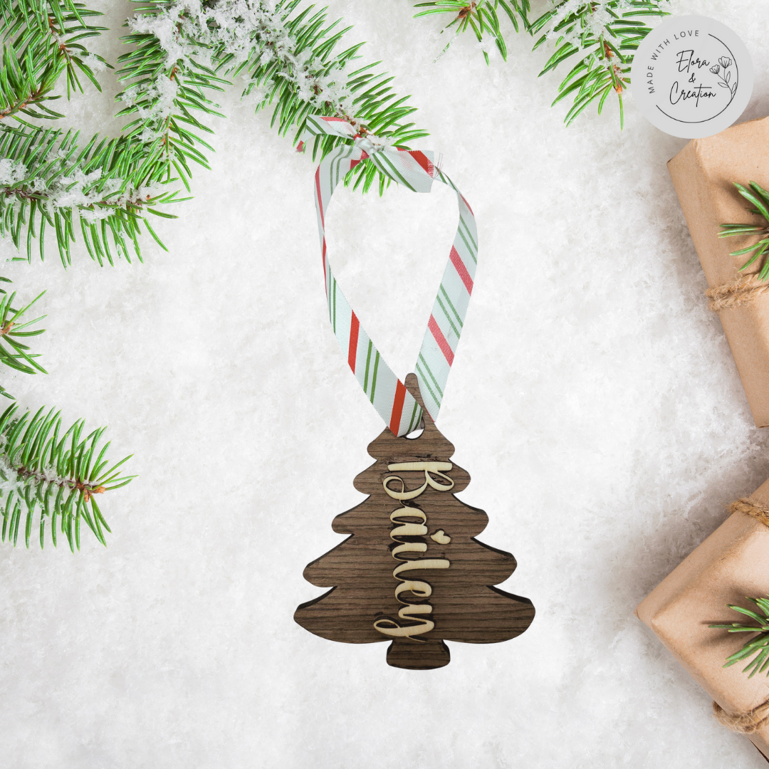Custom Wooden Tree Ornament - Wooden Name Tags - Wooden Stockings Tags