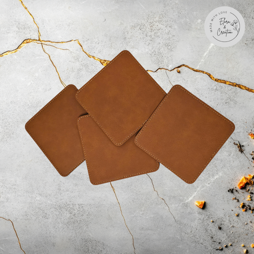 Custom Engravable Leather Coaster | Personalized Drink Coaster Set