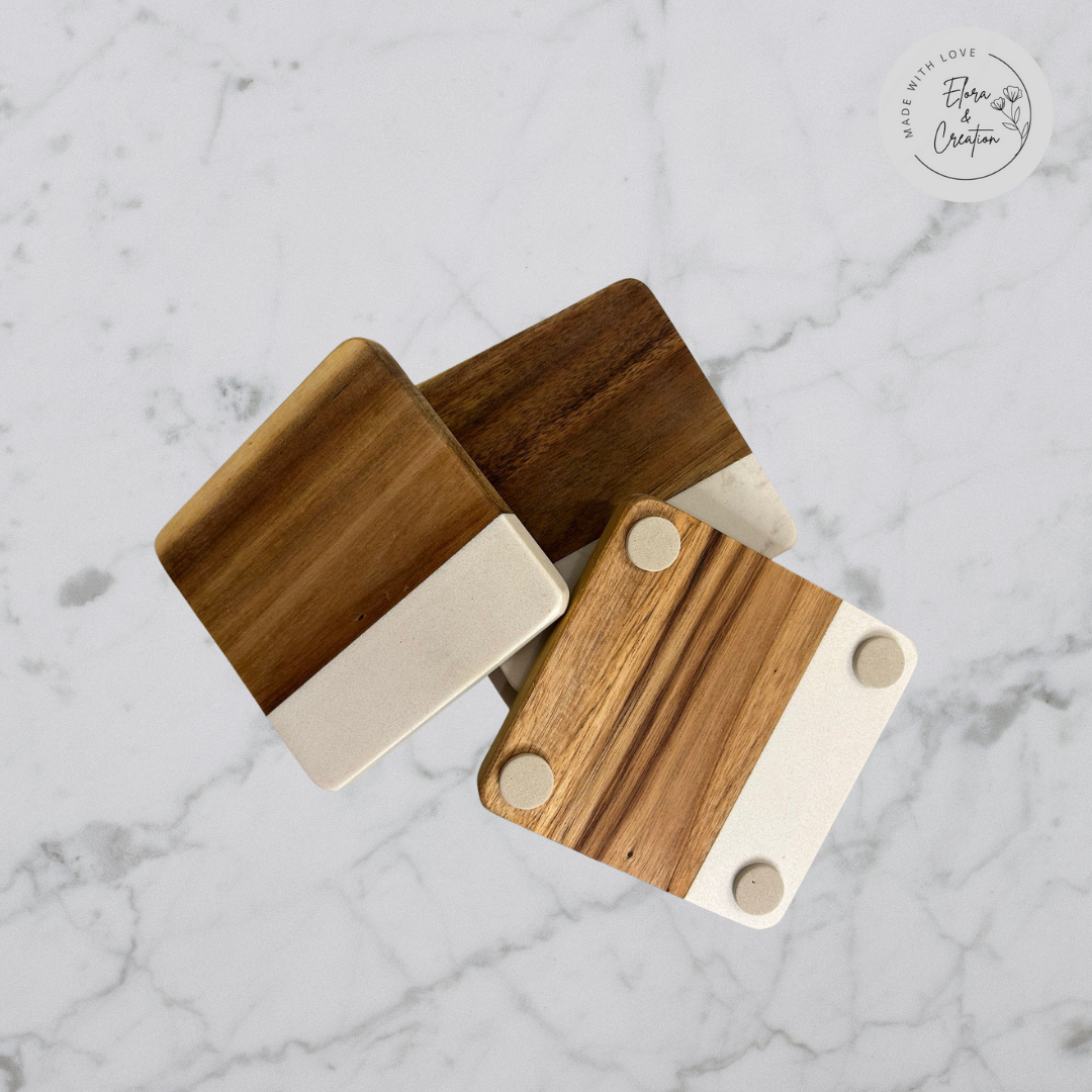 Custom Marble Wooden Coasters - Engraved Coasters
